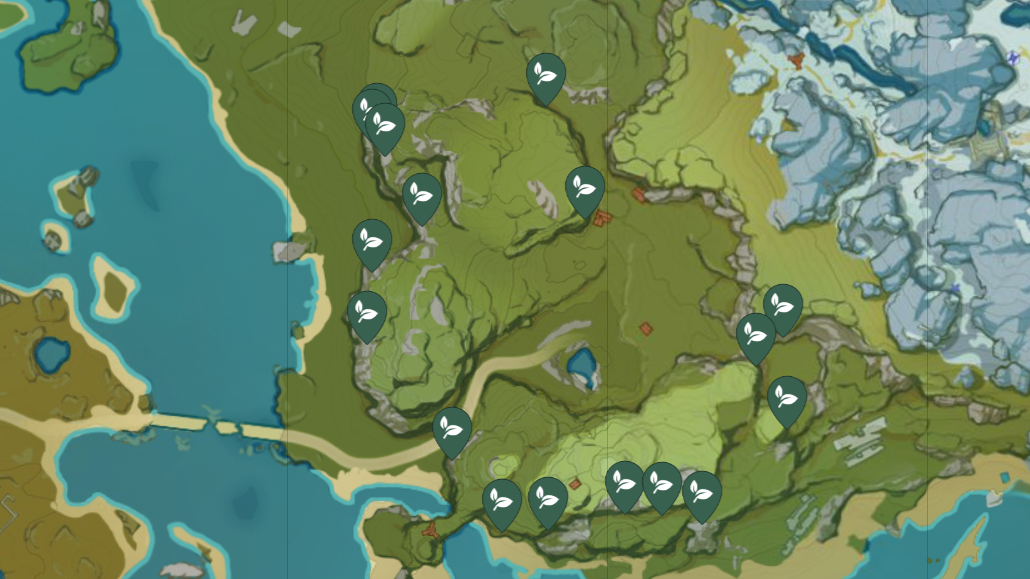 Violet Grass Genshin Impact Location Map edited