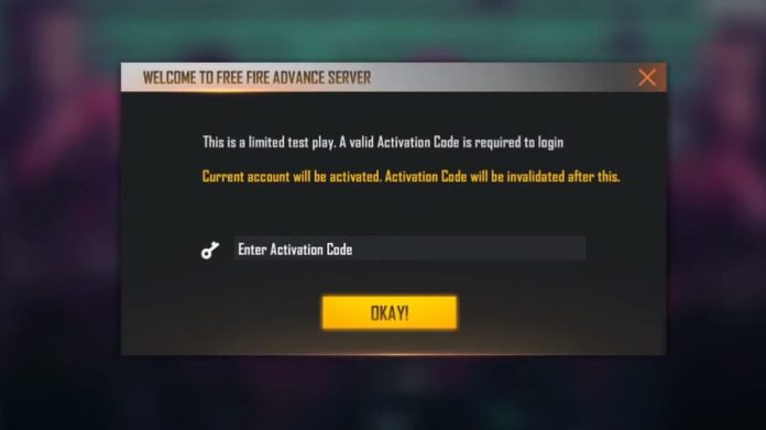 Activation code for Free Fire Advanced Server in 2021