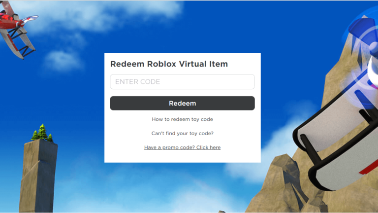 redeem code roblox toy