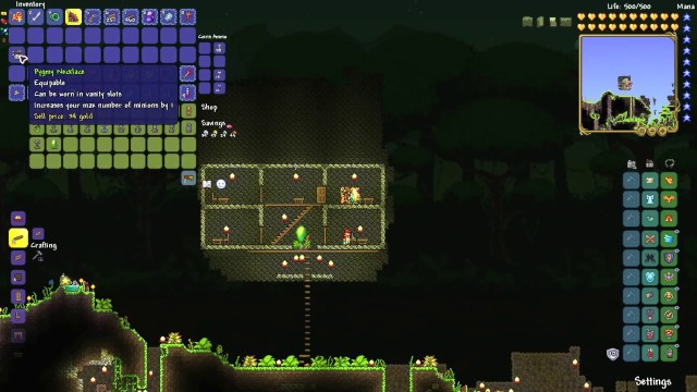 Obtaining Pygmy Necklace in Terraria