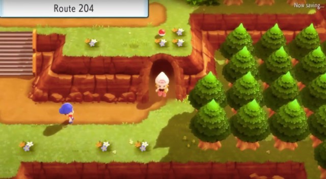 the trainer exiting the cave that leads to route 204 in pokemon brilliant diamond