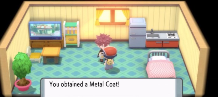 the trainer getting a metal coat from byron in pokemon brilliant diamond