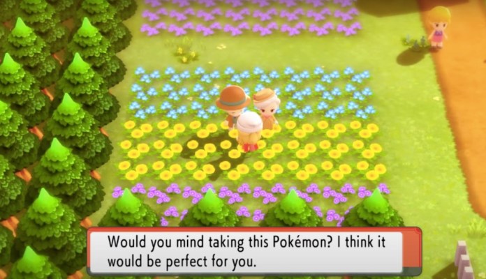 The trainer speaking to the couple who give you mew and jirachi in pokemon brilliant diamond
