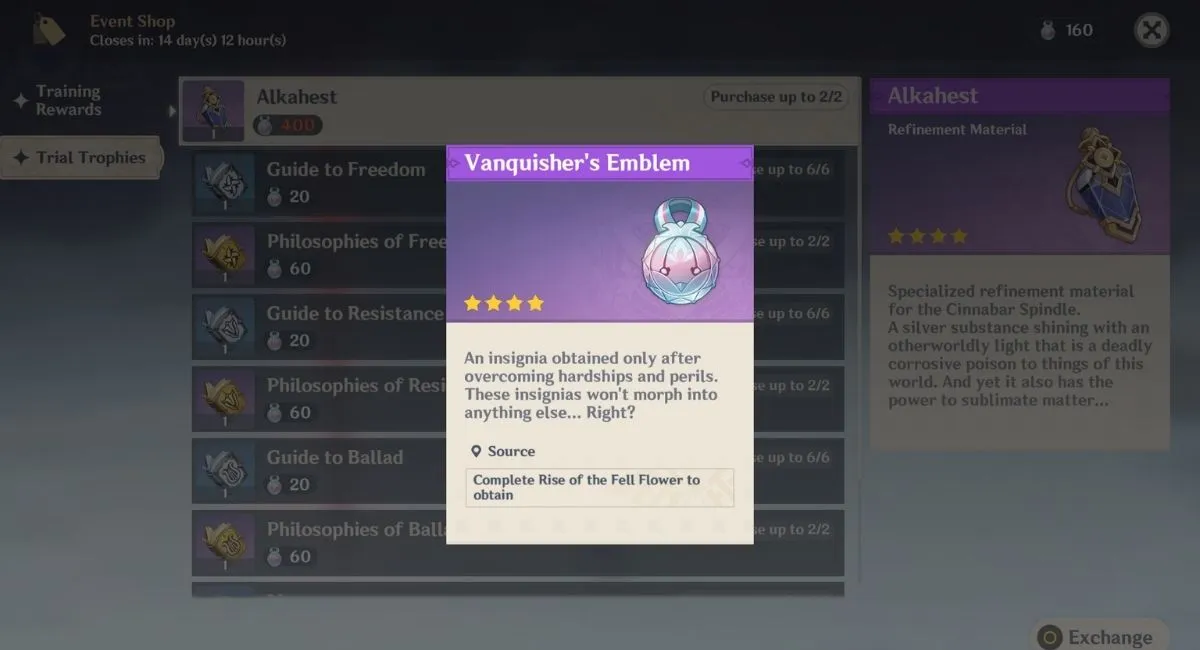 Genshin Impact Vanquisher's Emblem