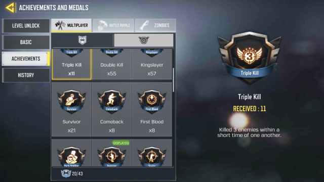 Triple Kill medal in COD Mobile 