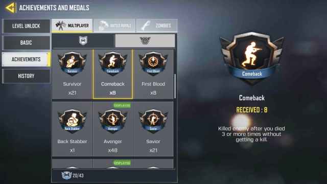 Earning Comeback medal in COD Mobile