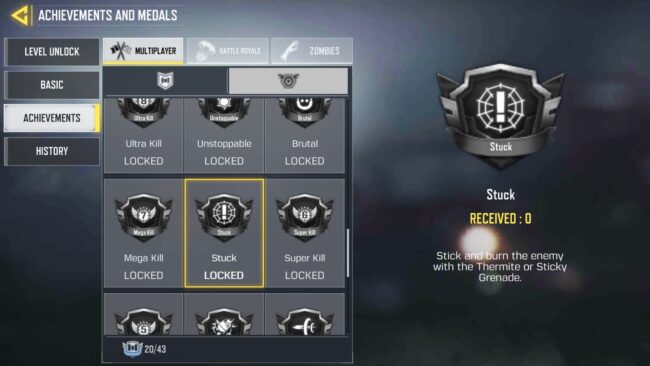 Earning Stuck medal in COD Mobile