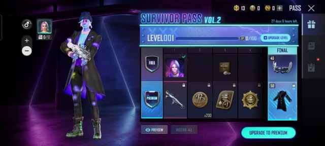 PUBG: New State Survivor Pass Vol. 2 rewards