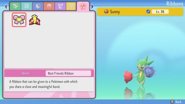 A Roselia with ribbons in pokemon brilliant diamond and shining pearl