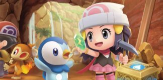 the trainer wth a piplup in pokemon brilliant diamond and shining pearl
