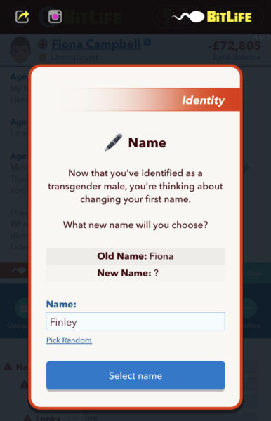 bitlife name change