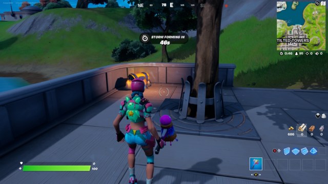 chest by tree in tilted towers fortnite