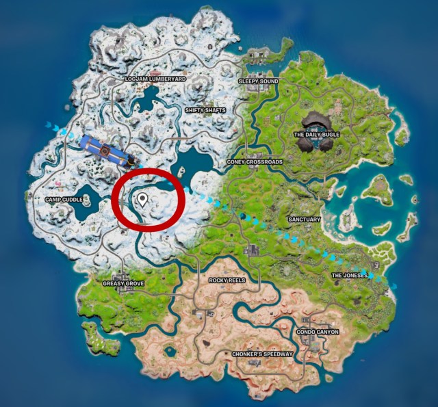 frozen fields tilted towers poi fortnite chapter 3