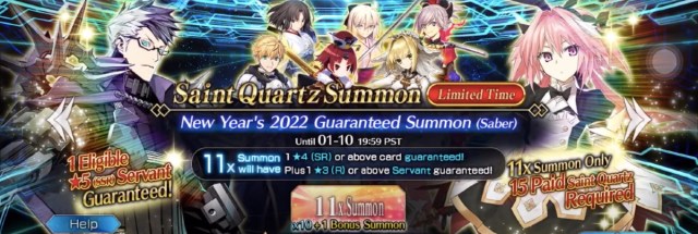 The Saber Banner in Fate Grand Order