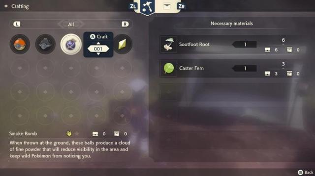 craft smoke bomb pokemon legends arceus