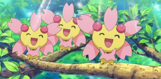 a trio of cherrim from pokemon