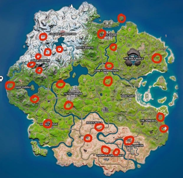 fortnite quadcrasher locations full map