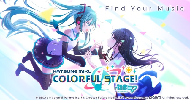hatsune miku with a character in colorful stage