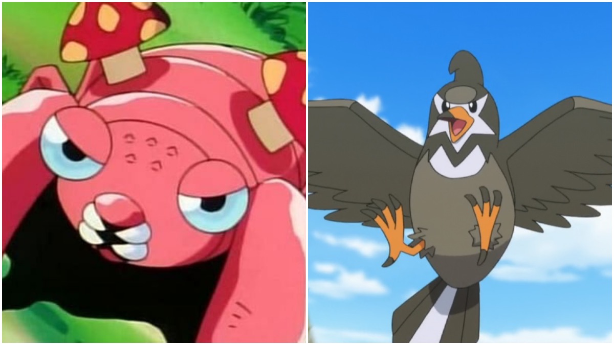 paras and staravia from pokemon