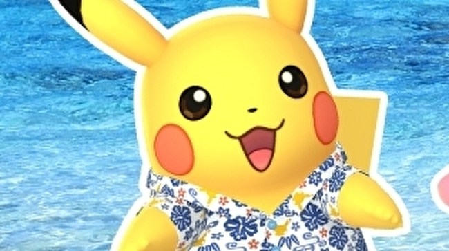 Pikachu wearing an Okinawa kariyushi shirt 