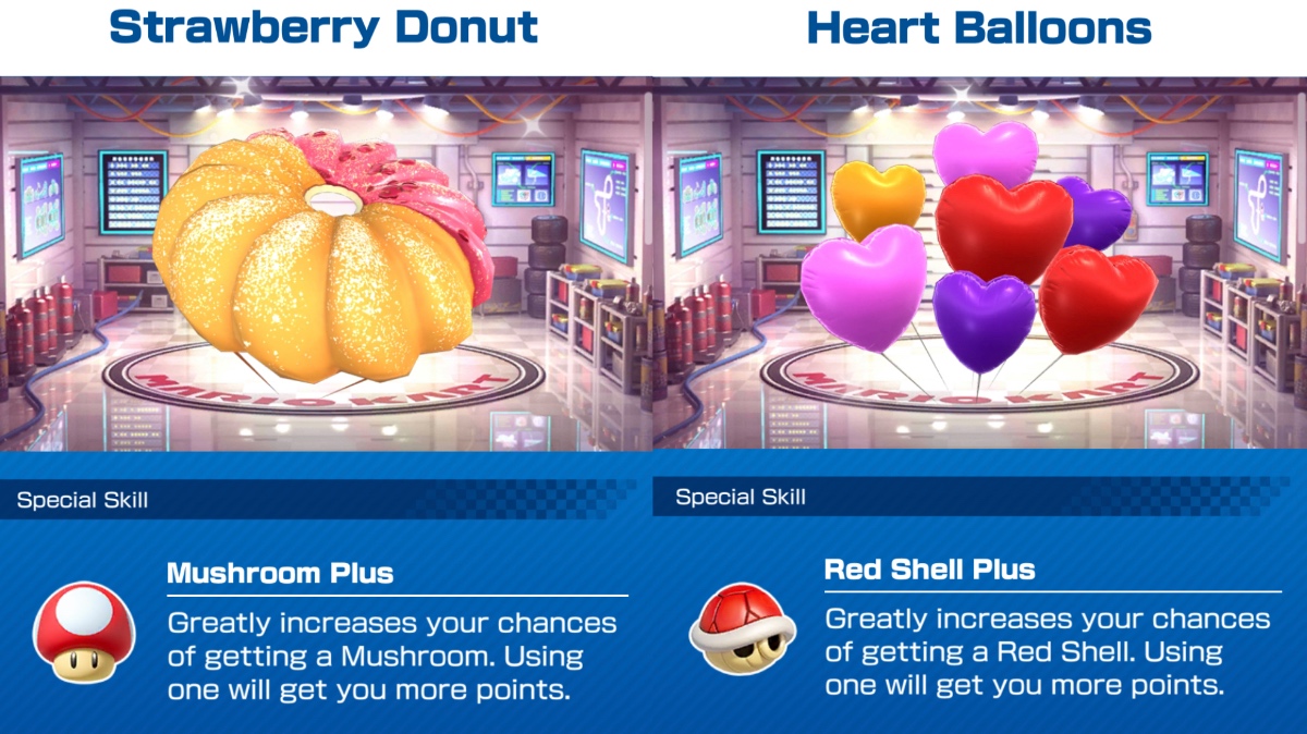strawberry donut heart balloons mario kart tour
