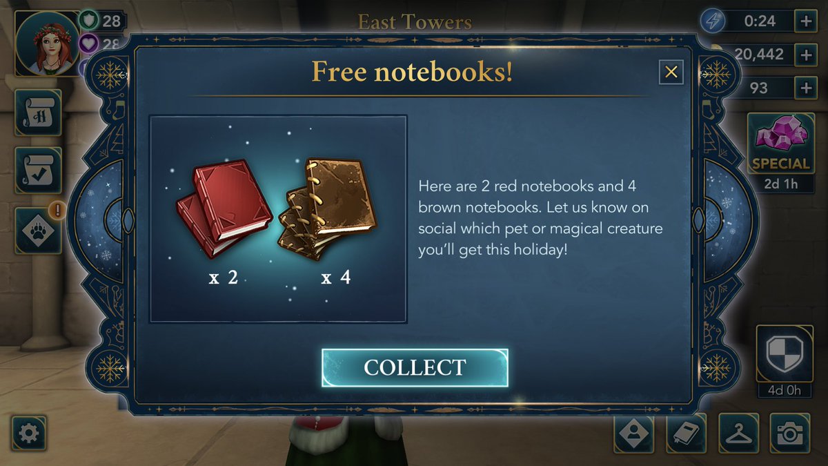 Free red notebooks for those of us brave enough to open the app without  fear of FM! : r/HPHogwartsMystery