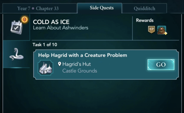 cold as ice side quest hary potter hogwarts mystery