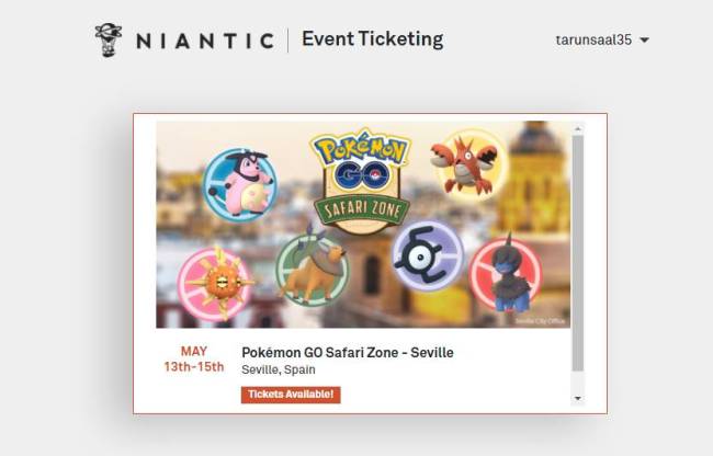 Pokémon GO Safari Zone: Seville event tickets