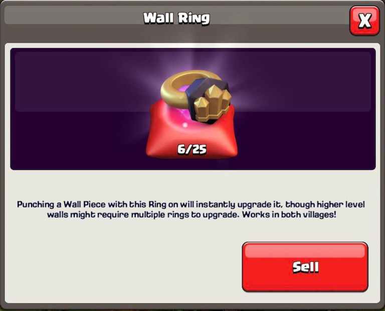 How many Wall Rings needed for every wall upgrade in Clash of Clans, Listed Touch, Tap, Play