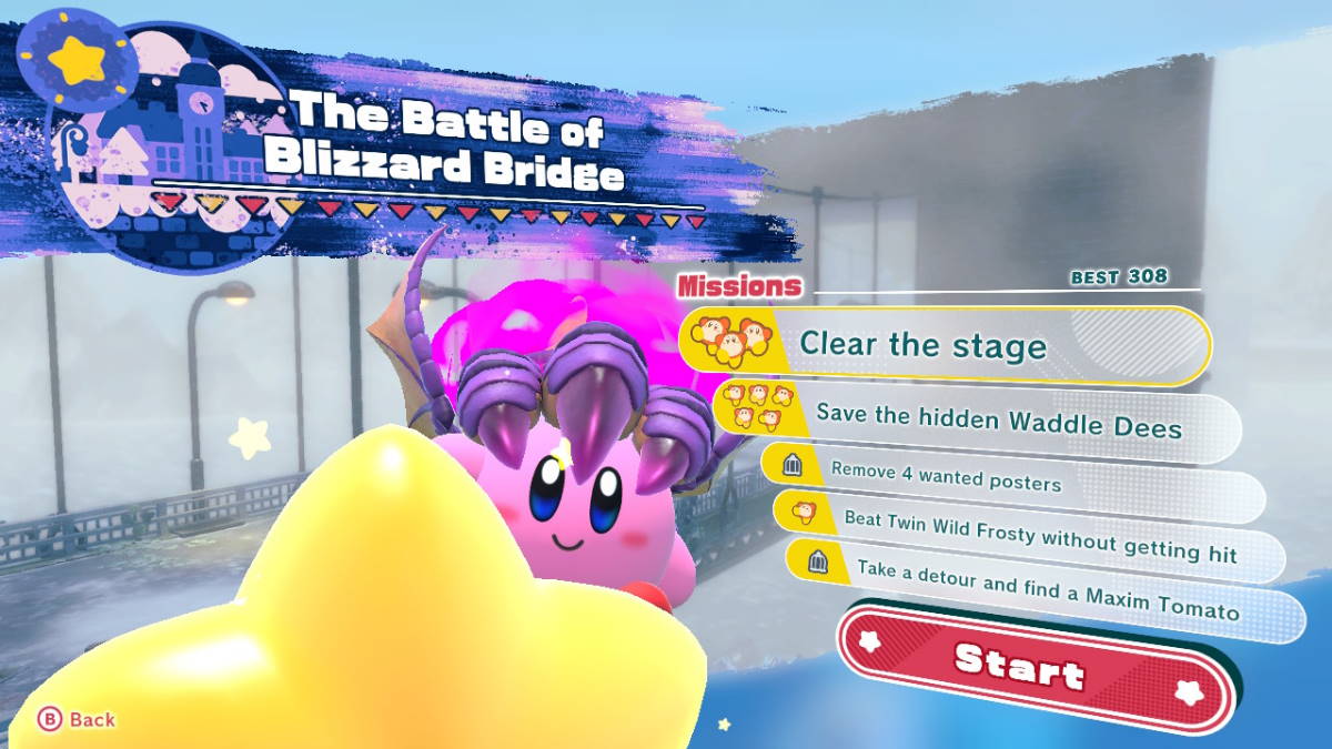 Mission Guide for The Battle of Blizzard Bridge in Kirby and the