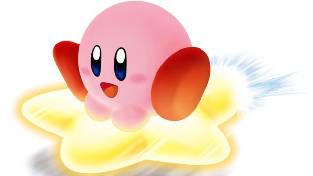 kirby riding on the warp star
