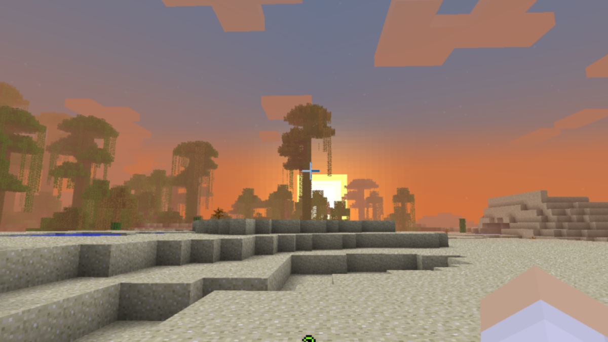 standing on top of a desert biome in minecraft