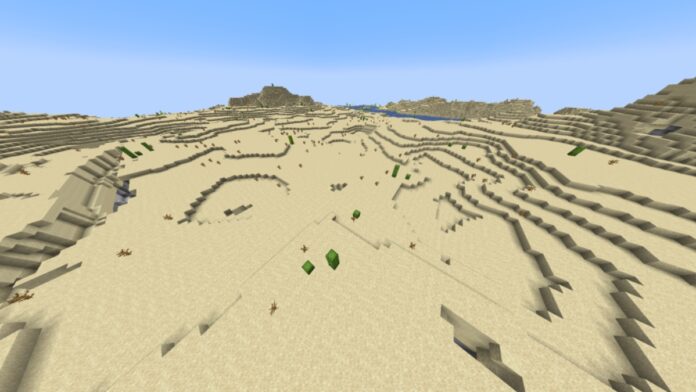 standing on top of a desert biome in minecraft