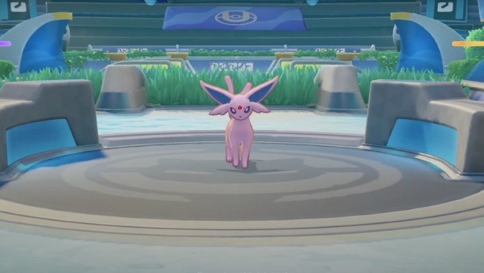 espeon standing in a platform in pokemon unite