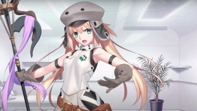 Caster Artoria in her first outfit in Fate Grand Order.