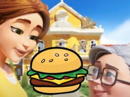 granny and maddie with a burger in merge mansion