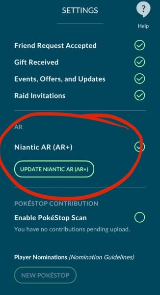 pokemon go ar mode settings