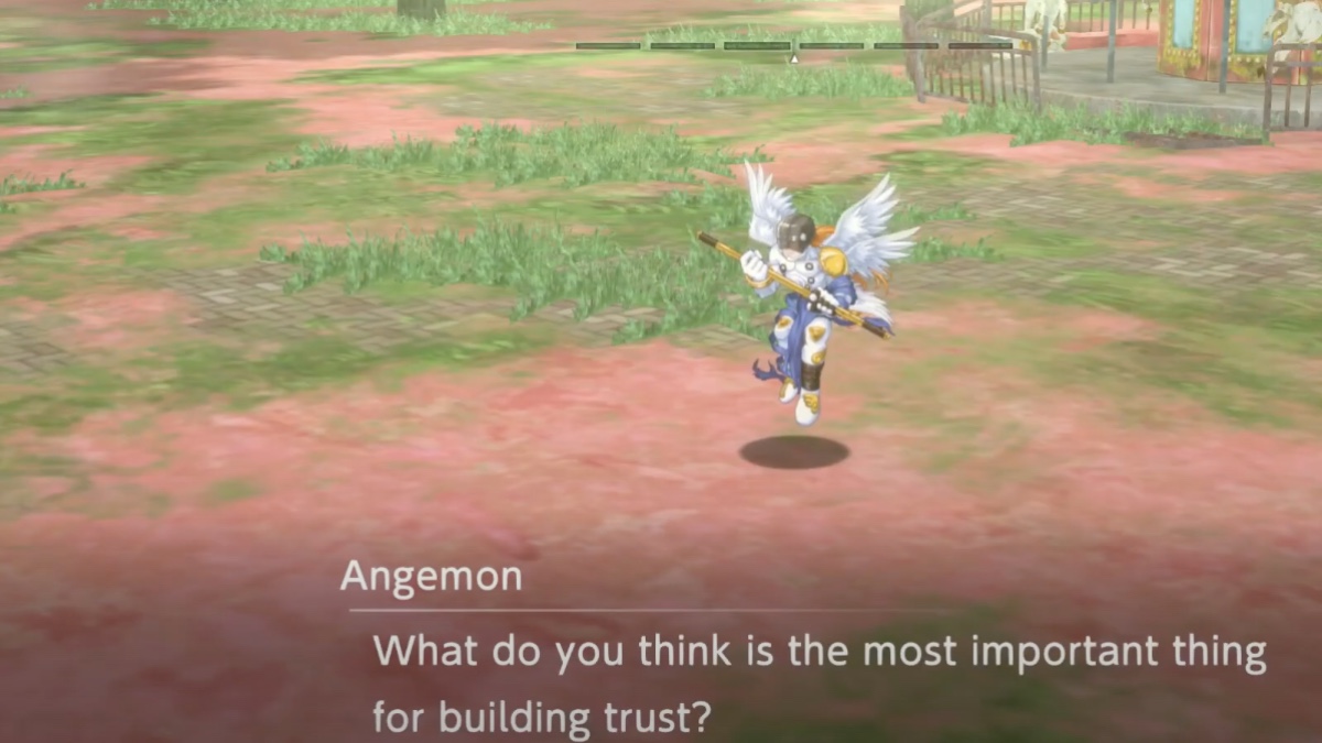 Talking to Angemon in Digimon Survive. 