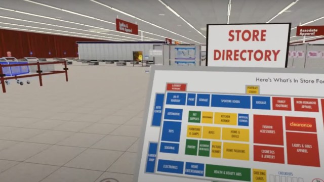 The front of the Kmart World space in VRChat.