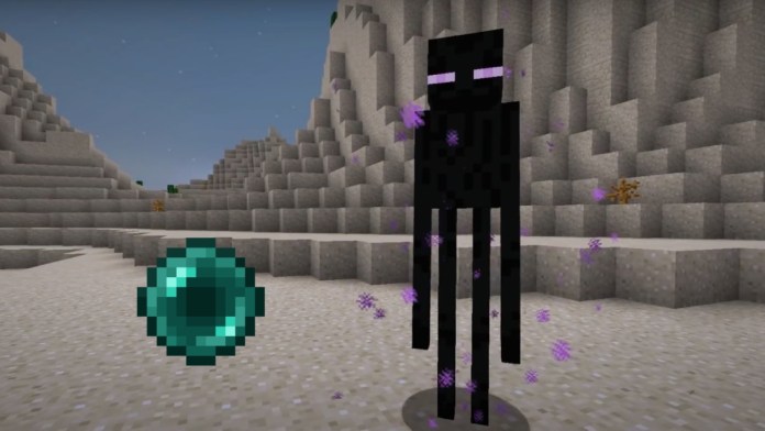 an enderman and ender pearl in minecraft