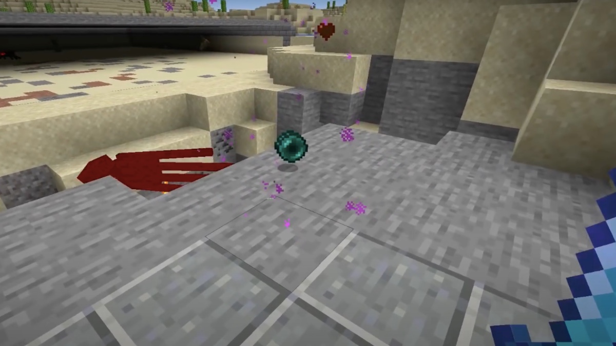 Collecting ender pearls in Minecraft. 