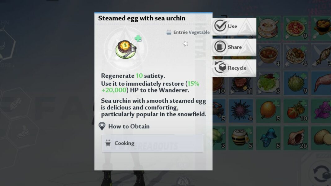 Steamed Egg with Urchin Recipe in Tower of Fantasy