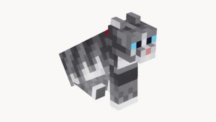 A grey tabby cat from Minecraft Dungeons.