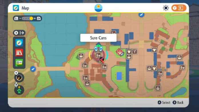 the location of Sure Cans store in Pokemon Scarlet and Violet