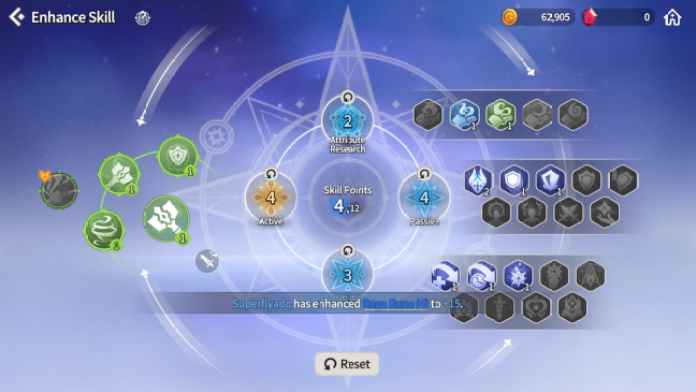 Summoners War: Chronicles skill upgrade menu