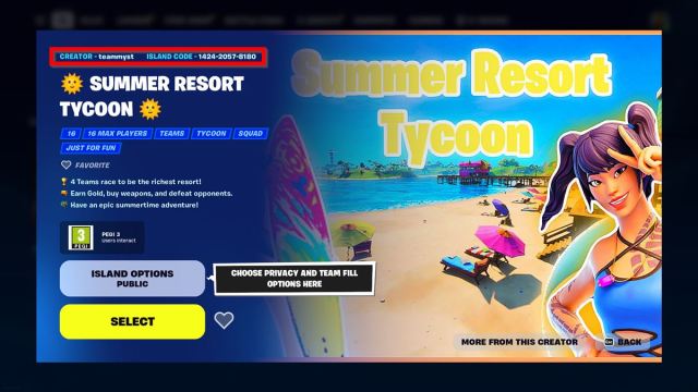 Summer Resort Tycoon map code.