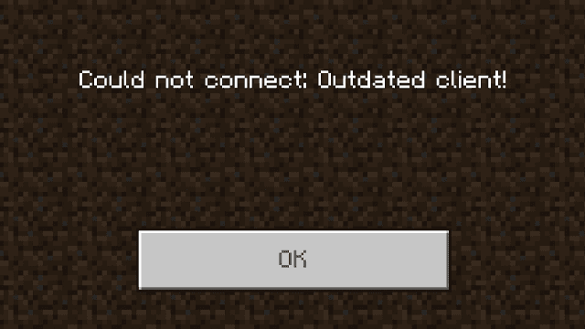 Outdated client error in Minecraft