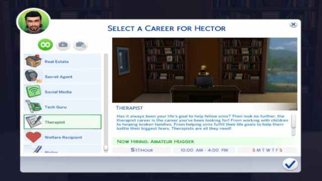 Therapist career mod in Sims 4