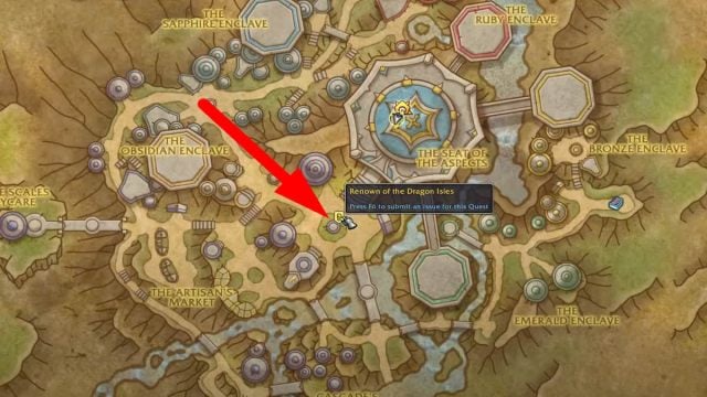 Therazal's location in Renown of the Dragon Isle quest in WoW: Dragonflight