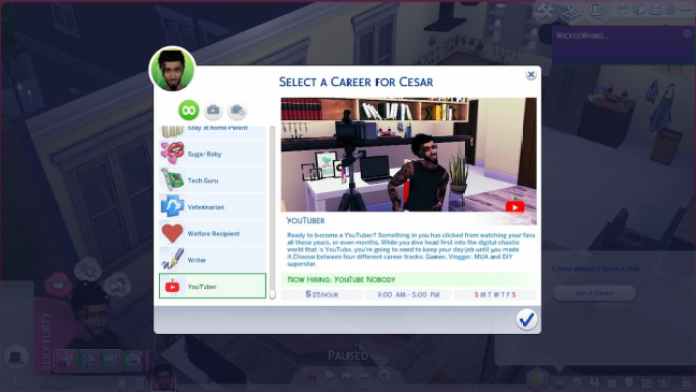 YouTuber career mod in Sims 4